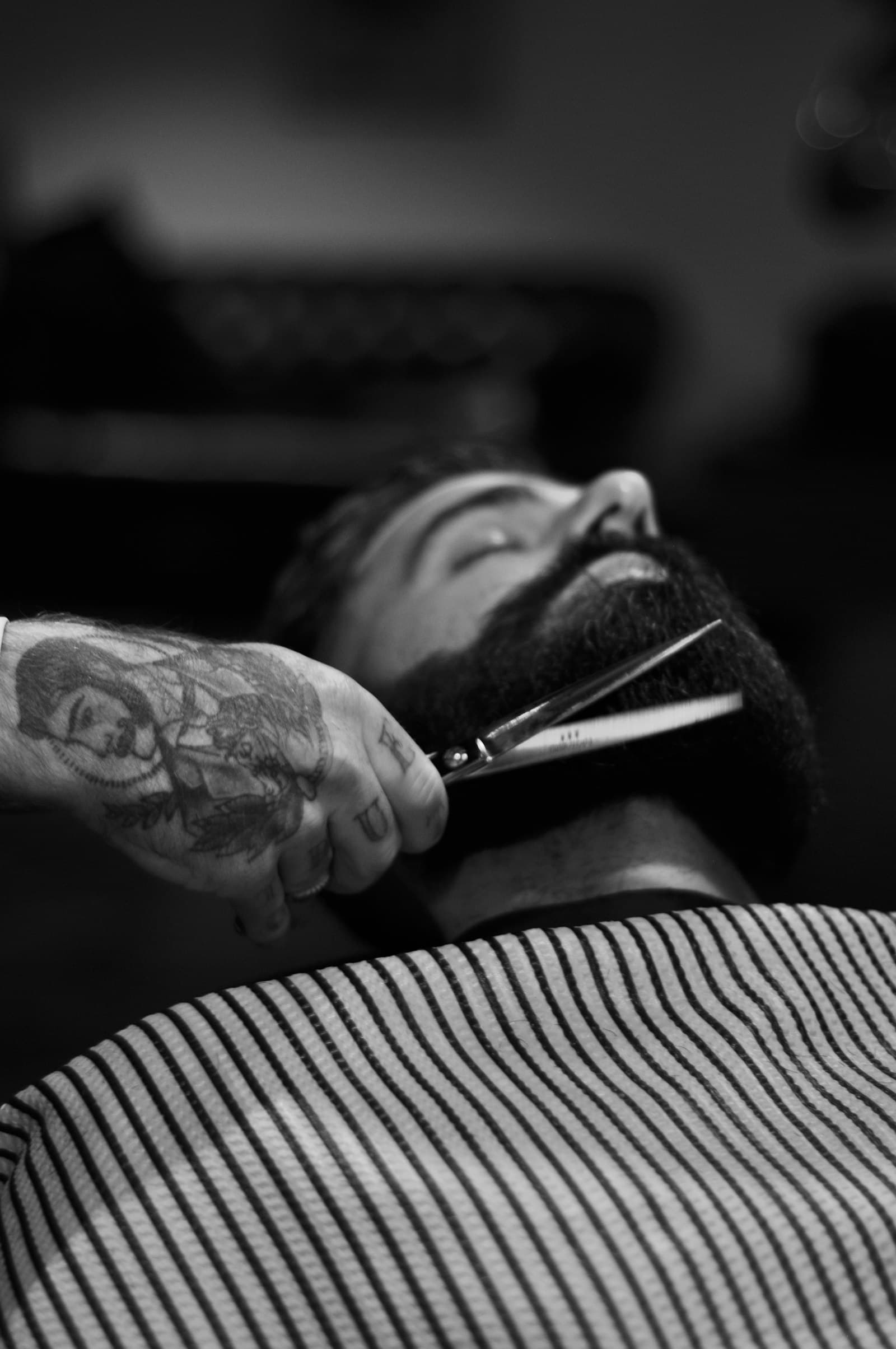 Beard scissor work, balanced and defined