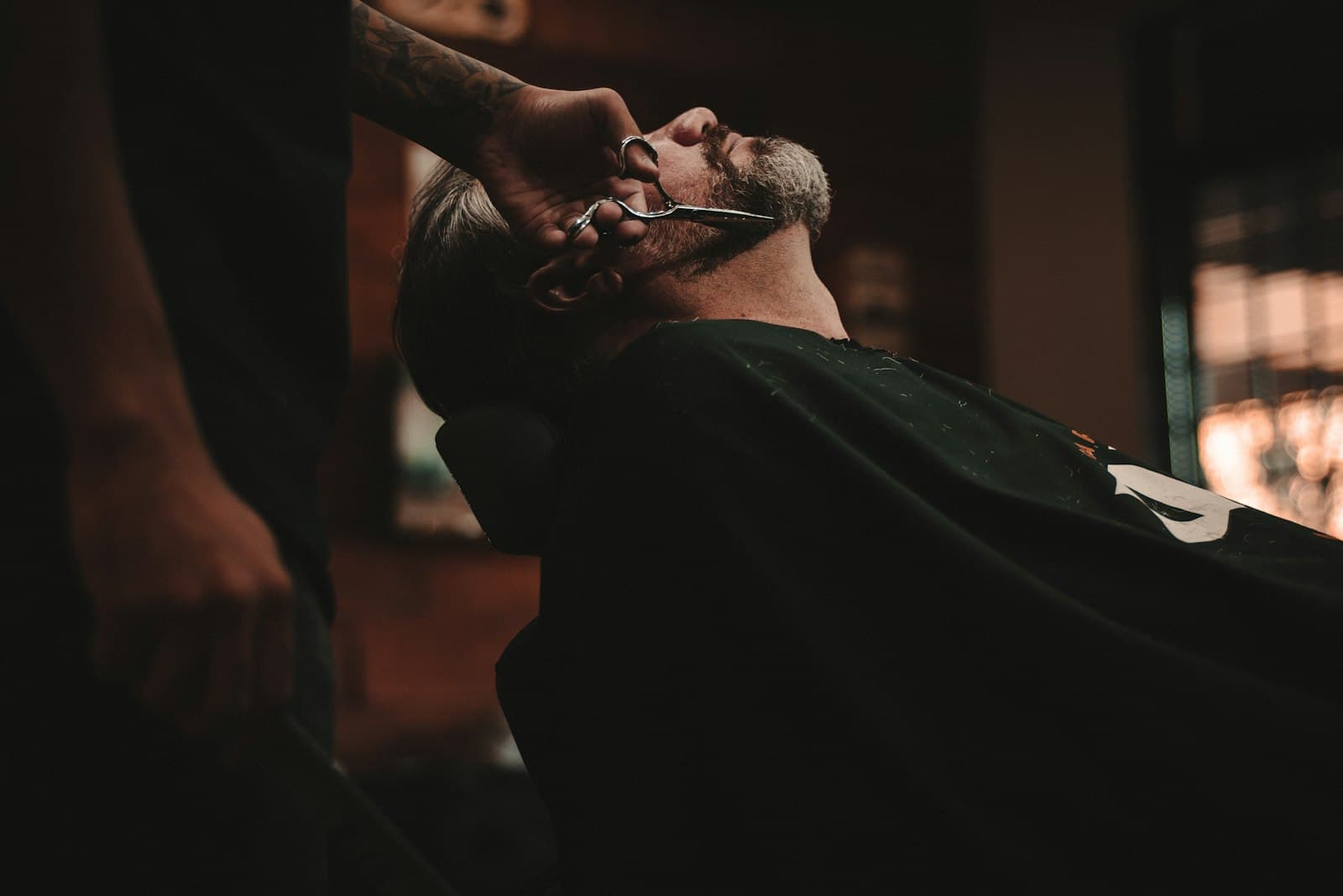 Full beard sculpt with a sharp cheek line